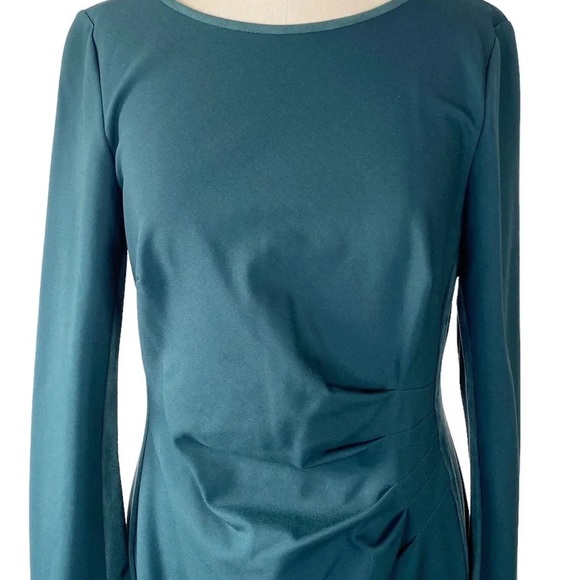 LAUREN Ralph Lauren Ruched Long Sleeve Sheath Dres size 8 Pine Green Faux Suede - Picture 8 of 8